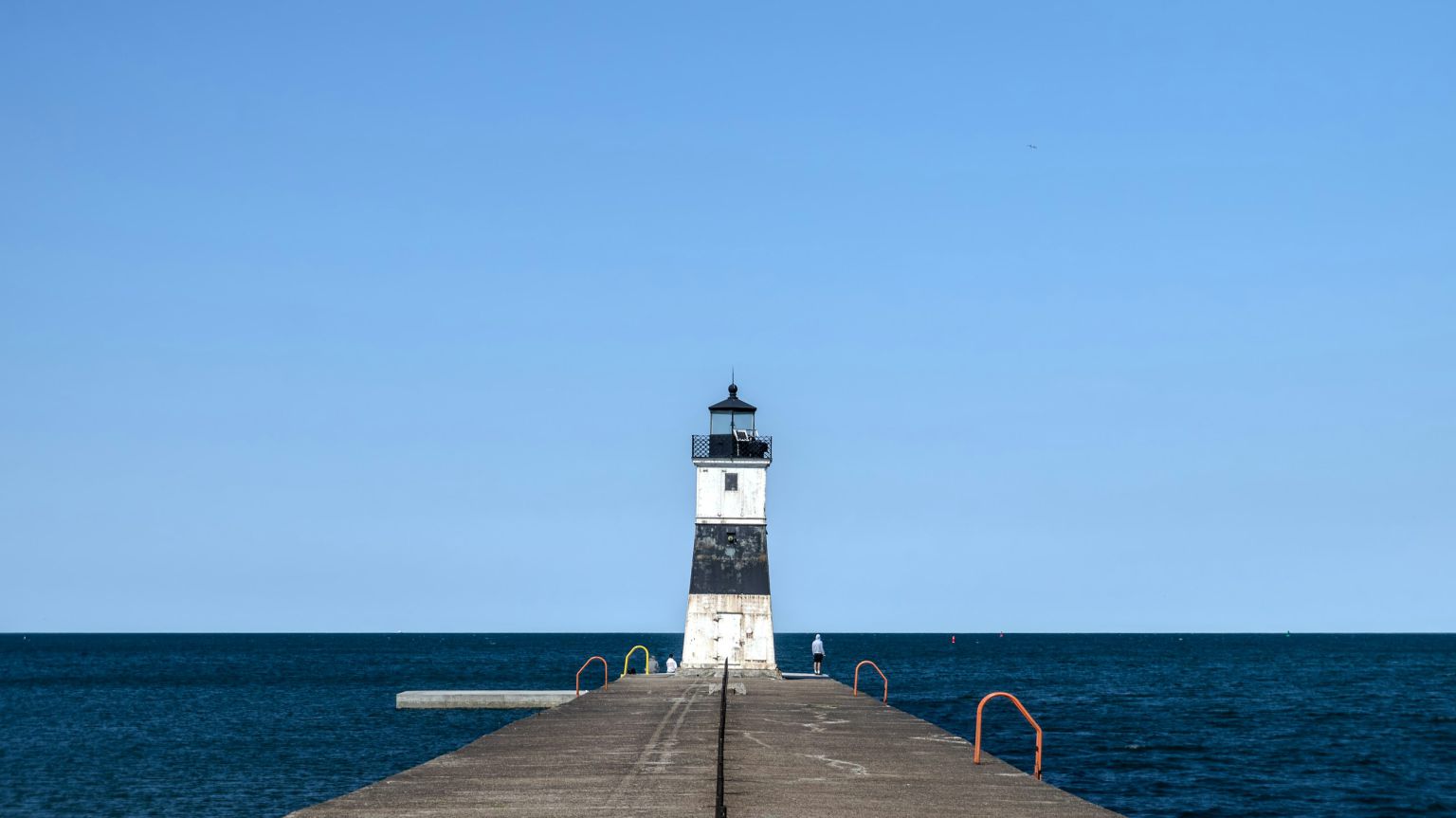 Lighthouse on the Lake Erie shoreline at Presque Isle, Pennsylvania